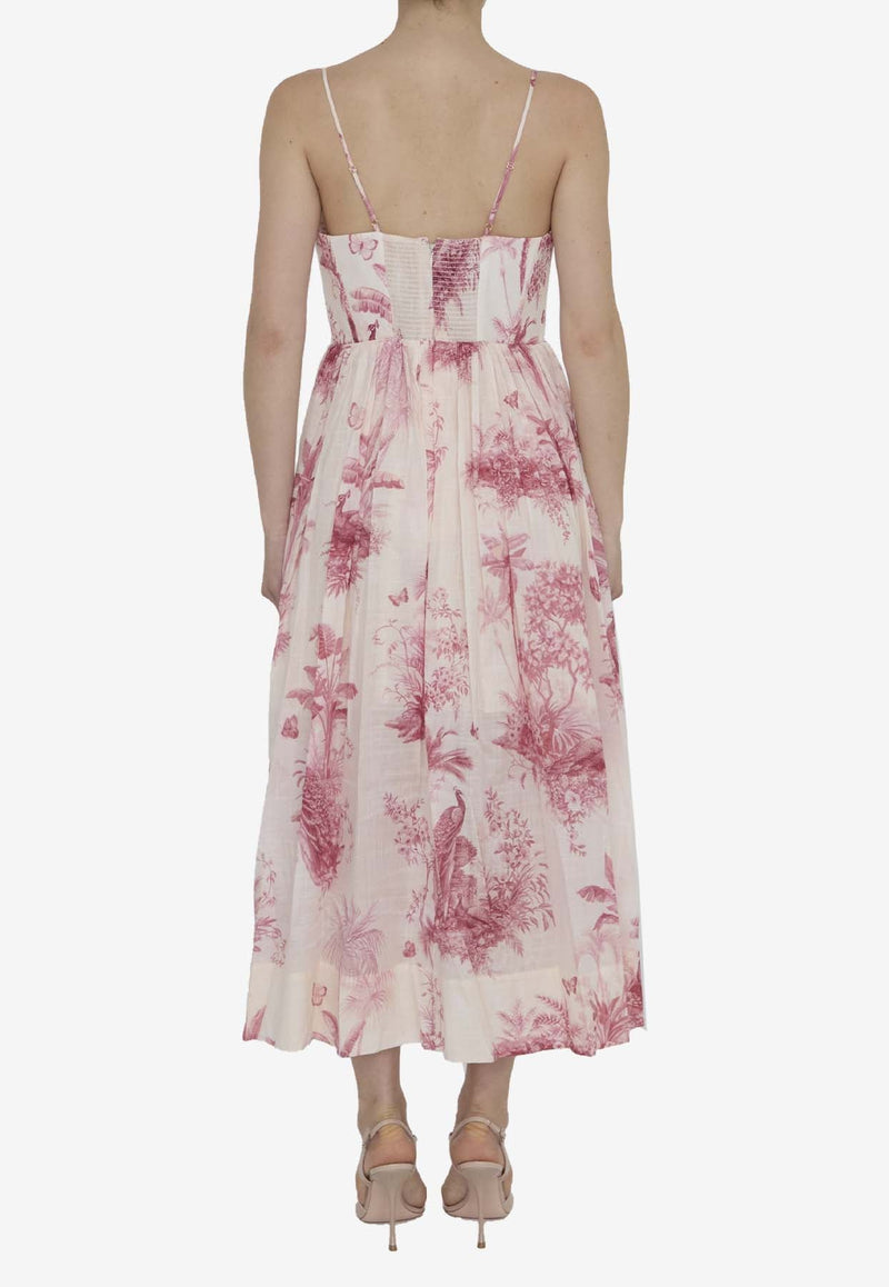 Waverly Printed Corset Midi Dress