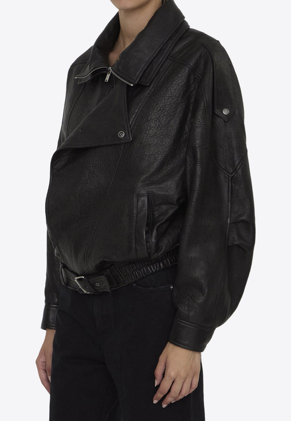 Oversized Zip-Up Leather Jacket