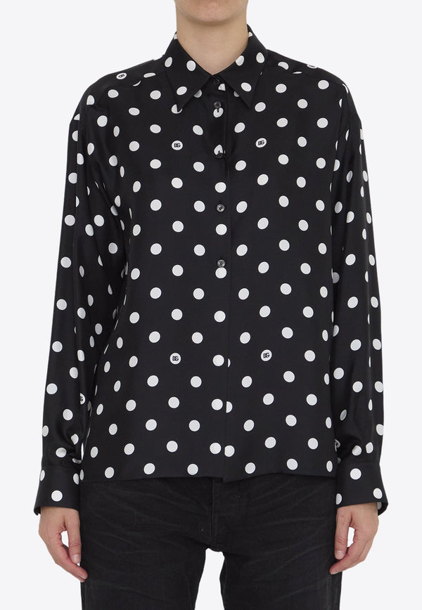 Polka-Dot Print Silk Shirt