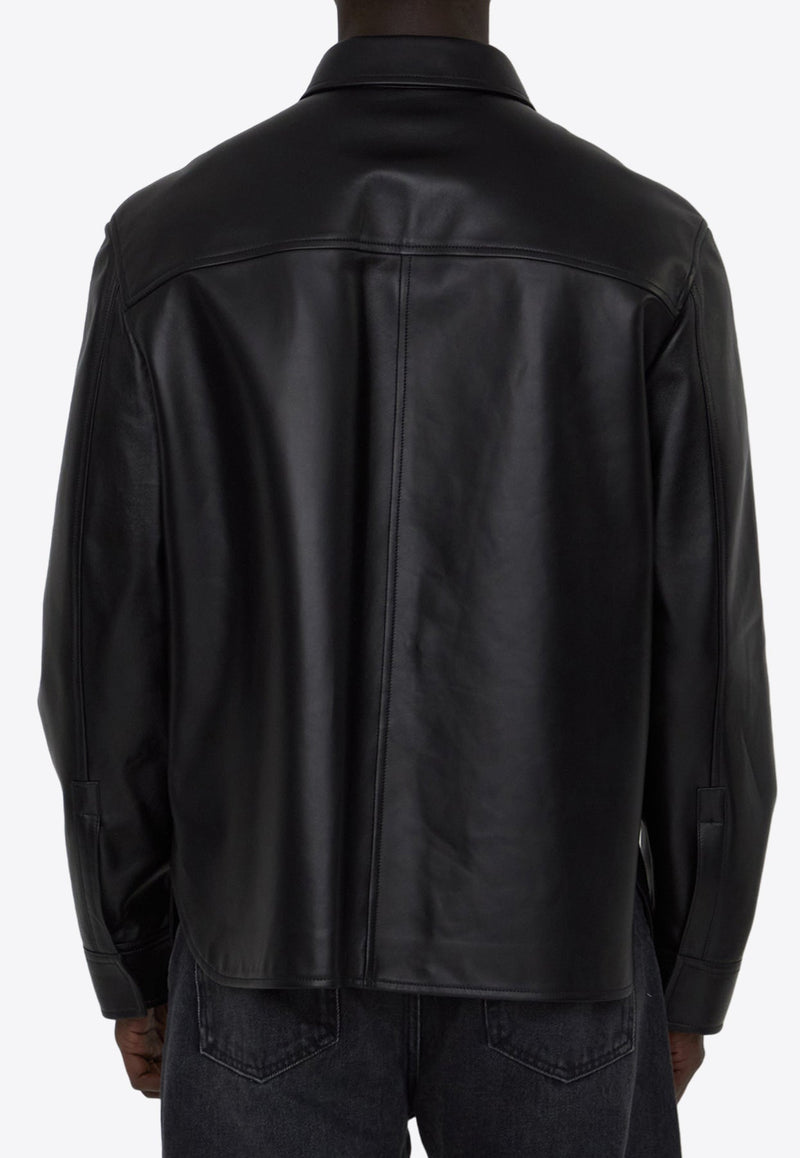 Anagram Leather Zip-Up Overshirt