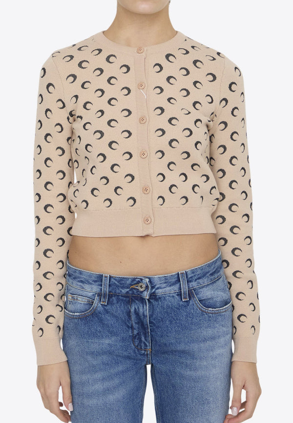 Moon Jacquard Knit Cropped Cardigan