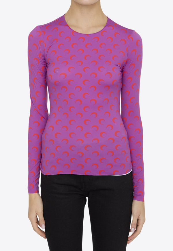 Moon Jacquard Long-Sleeved Top