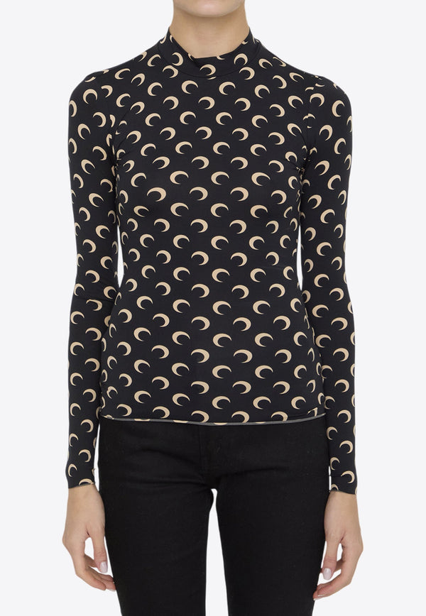 Moon Jacquard Long-Sleeved Top