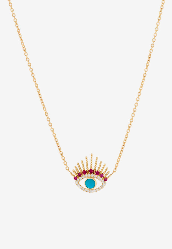 Written In The Stars Collection Mini Evil Eye Diamond Necklace in 18-karat Yellow Gold