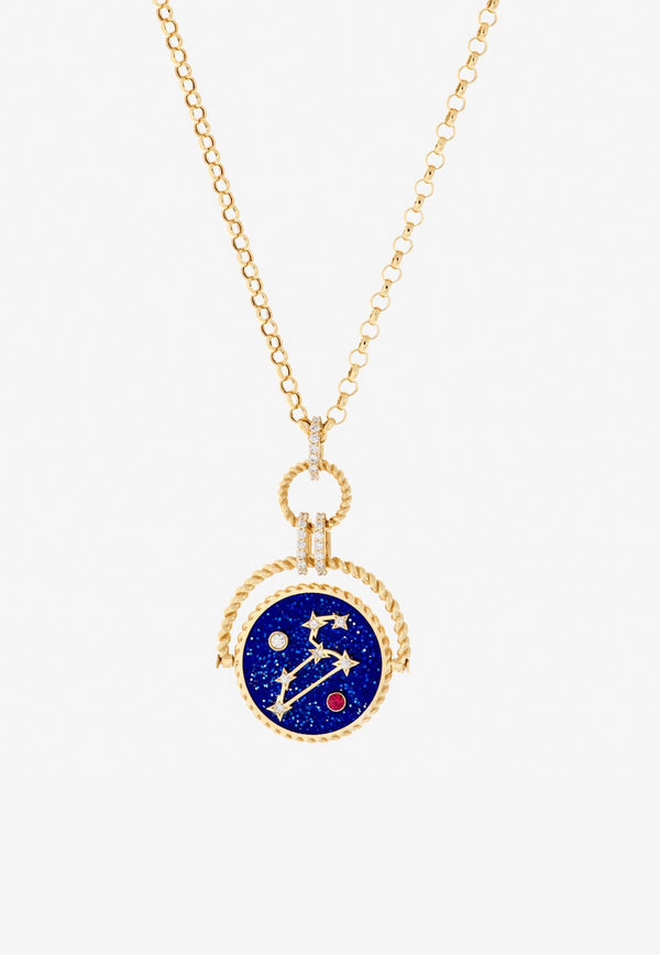 Written In The Stars Collection Double Sided Spin Pendant Necklace in 18-karat Yellow Gold with White Diamonds
