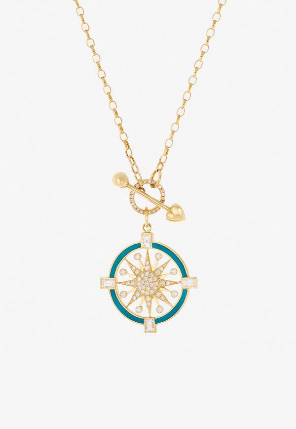 Written In The Stars Compass Collection Diamond Necklace in 18-karat yellow Gold