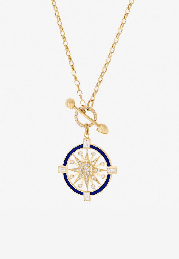 Written In The Stars Collection Compass Diamond Necklace in 18-karat yellow Gold