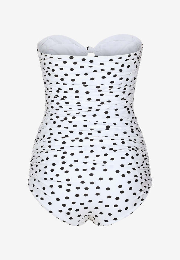 Polka Dot Strapless One-Piece Swimsuit