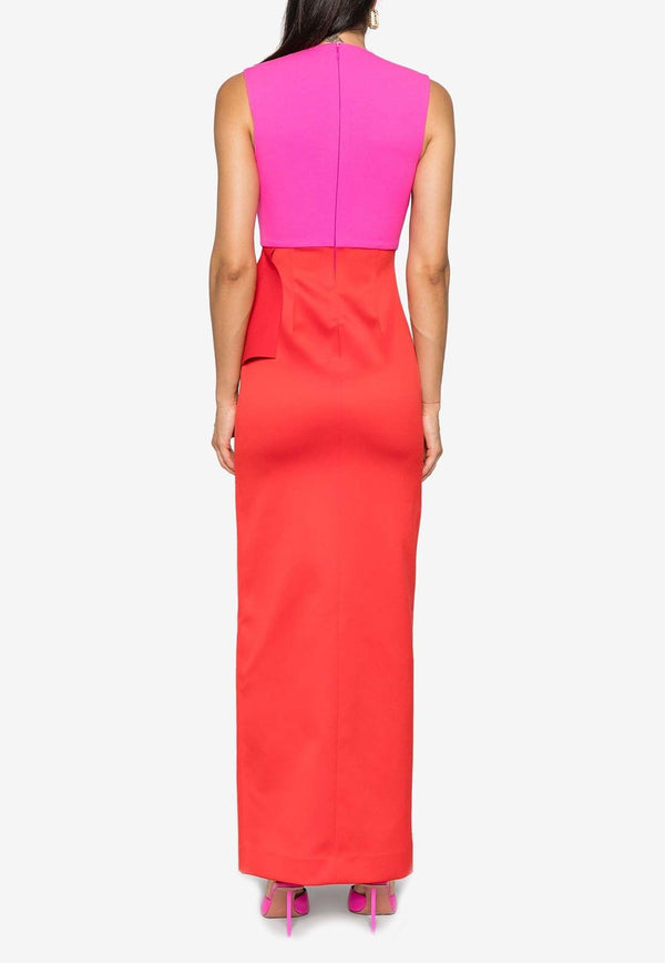 Ally Two-Tone Draped Maxi Dress