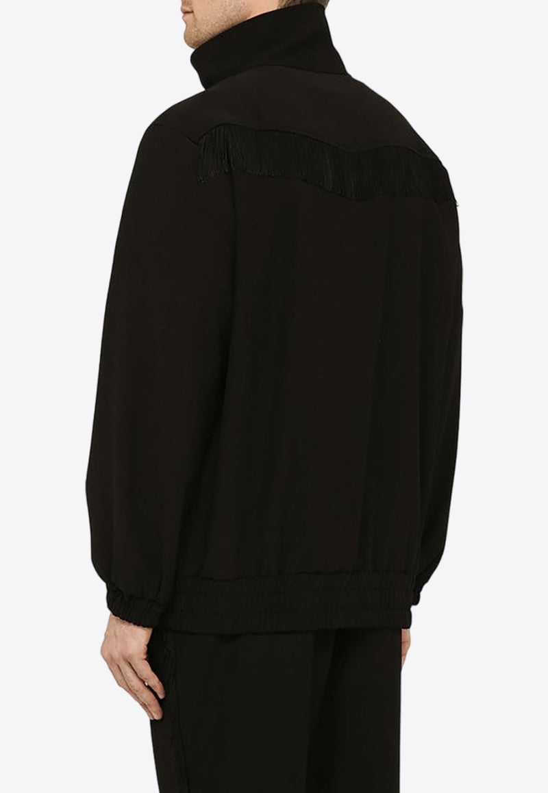 Logo Embroidered Fringed Jacket