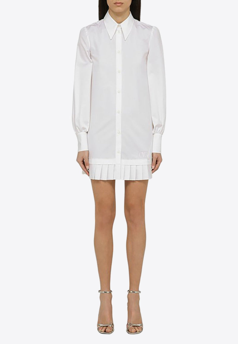 Logo-Embroidered Pleated Shirt Dress