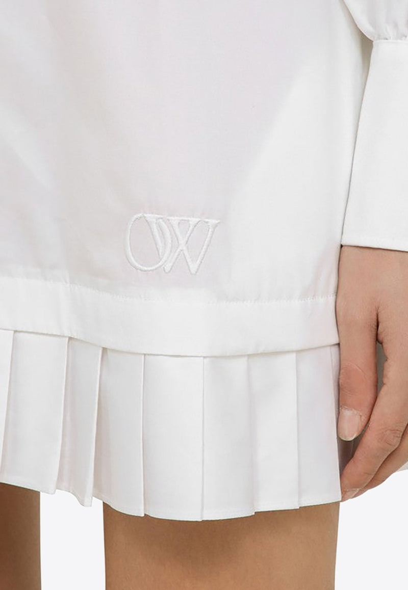 Logo-Embroidered Pleated Shirt Dress