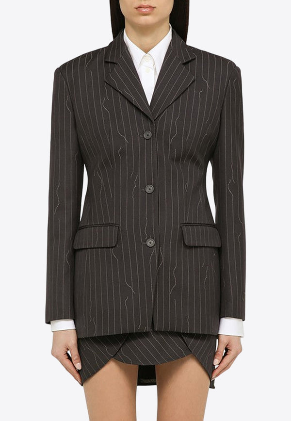 Single-Breasted Pinstripe Blazer