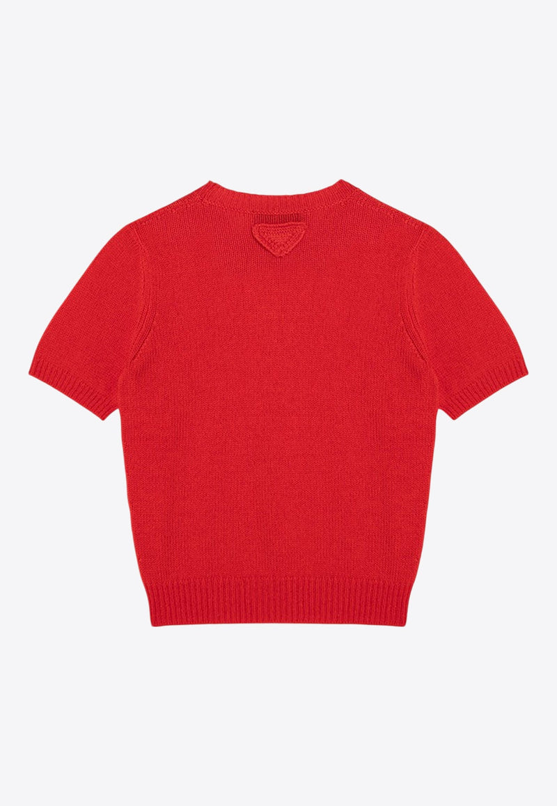 Logo Patch Cashmere Knit Top