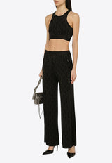 Monogram Knit Wide-Leg Pants