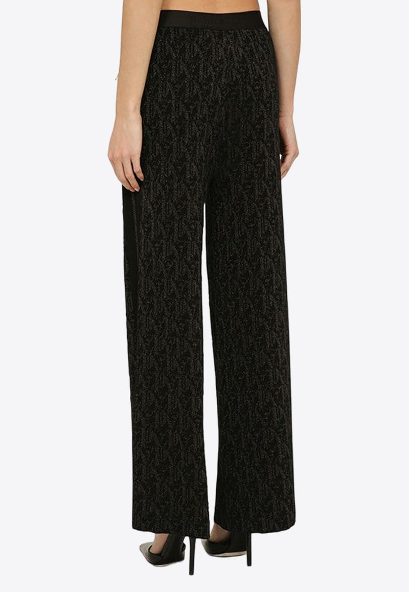 Monogram Knit Wide-Leg Pants