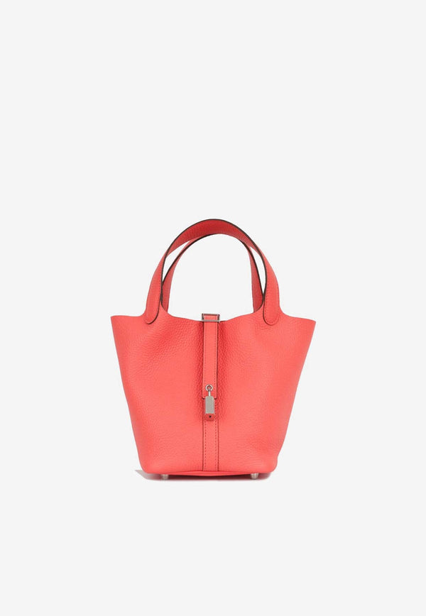 Picotin 18 in Rose Texas Clemence Leather with Palladium Hardware