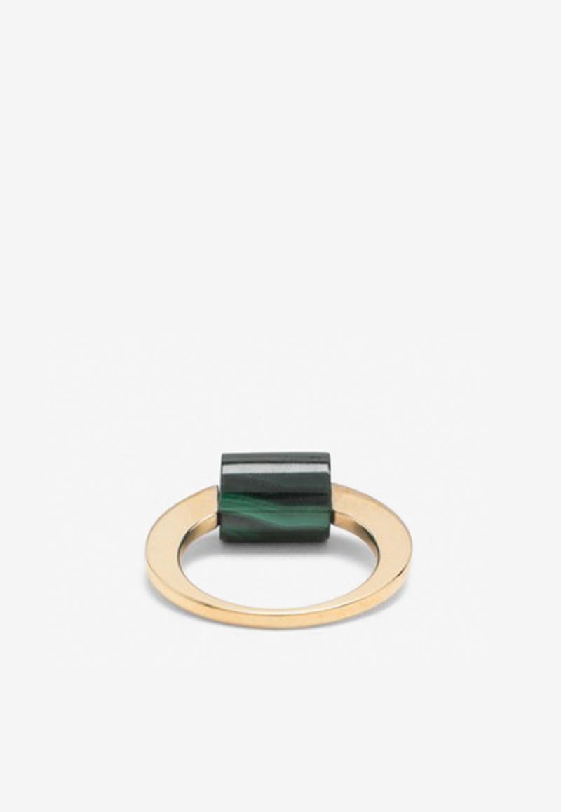 Cylinder Ring with Malachite Stone