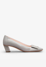 Belle Vivier 45 Metal Buckle Pumps in Patent Leather