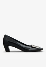 Belle Vivier 45 Metal Buckle Pumps in Patent Leather