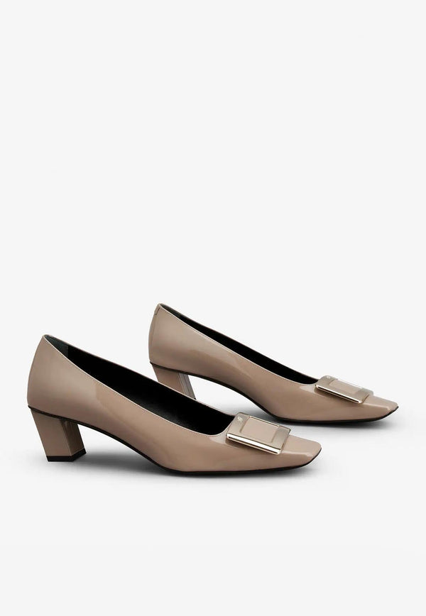 Belle Vivier 45 Metal Buckle Pumps in Patent Leather