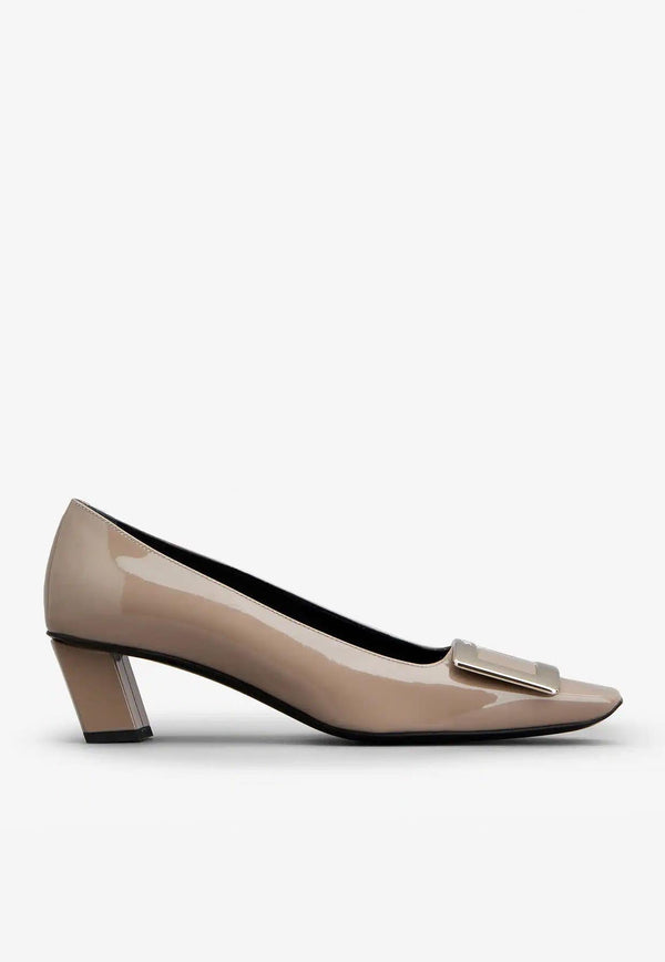 Belle Vivier 45 Metal Buckle Pumps in Patent Leather