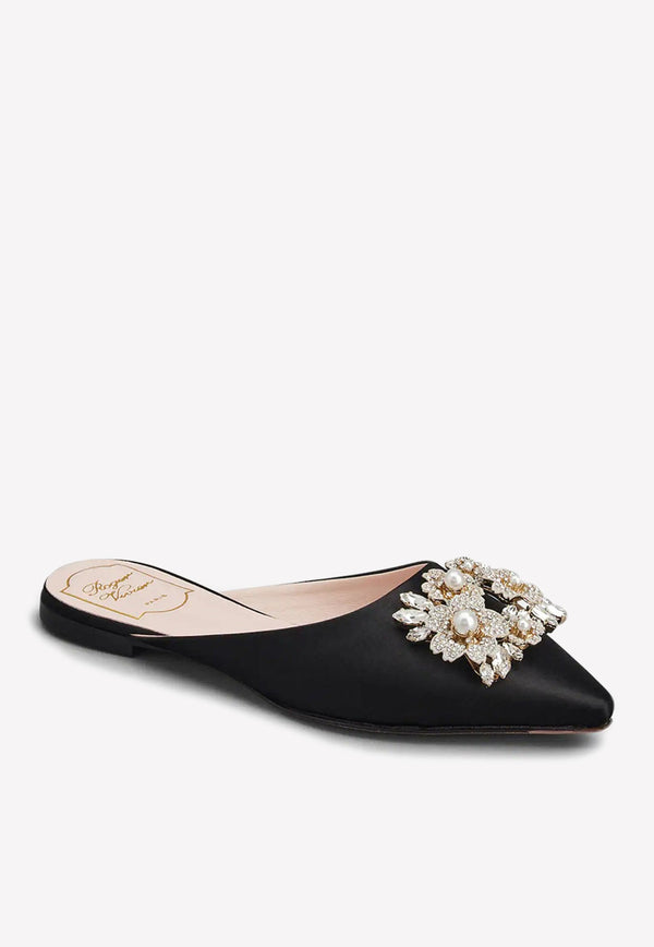 Bouquet Strass Pearl Buckle Flat Mules