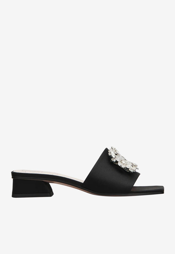 Crystal Buckle Flat Mules