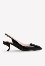 Virgule 55 Buckle Slingback Pumps in Patent Leather