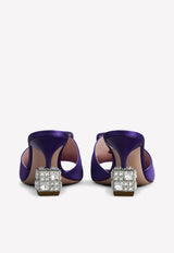 Cube 75 Crystal Heel Satin Mules