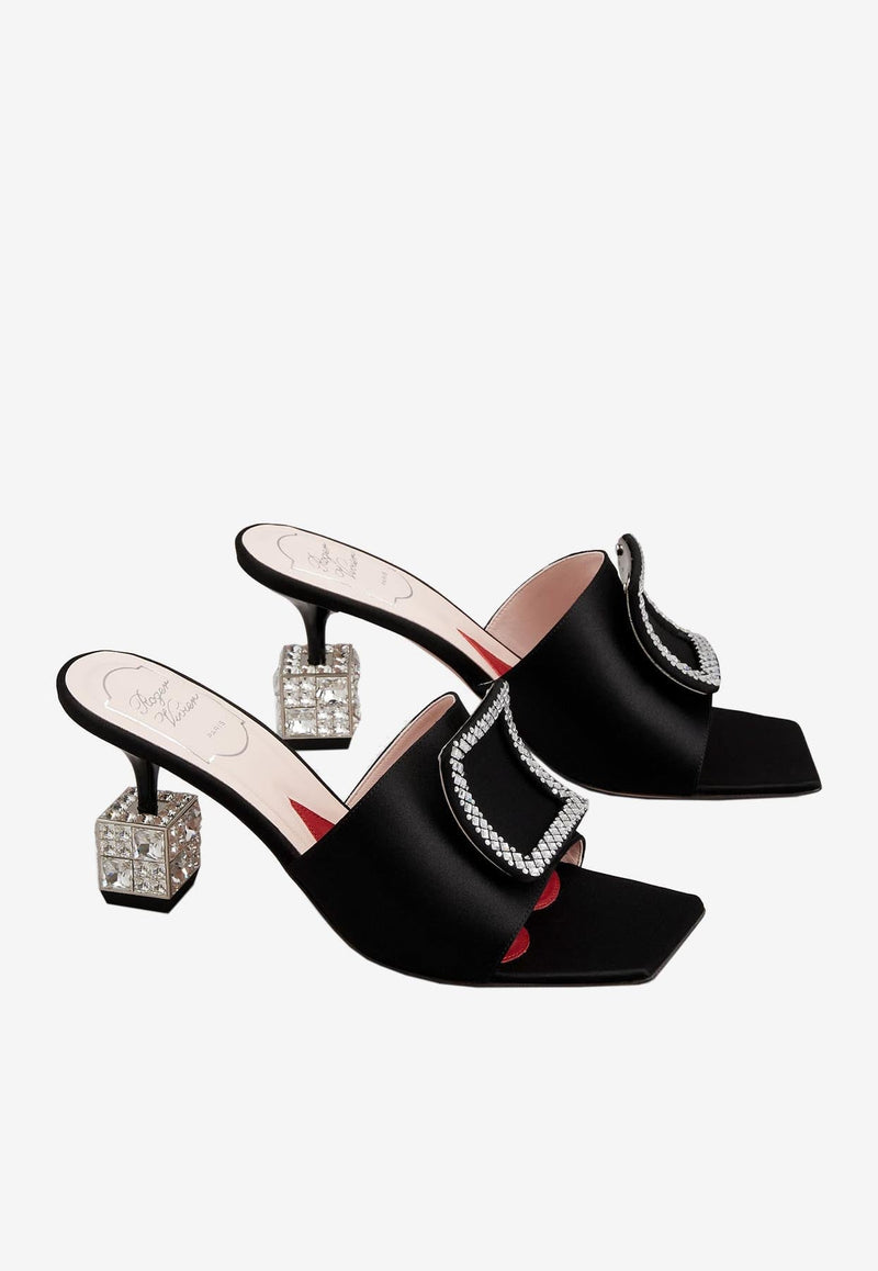 Cube 75 Crystal-Embellished Satin Mules