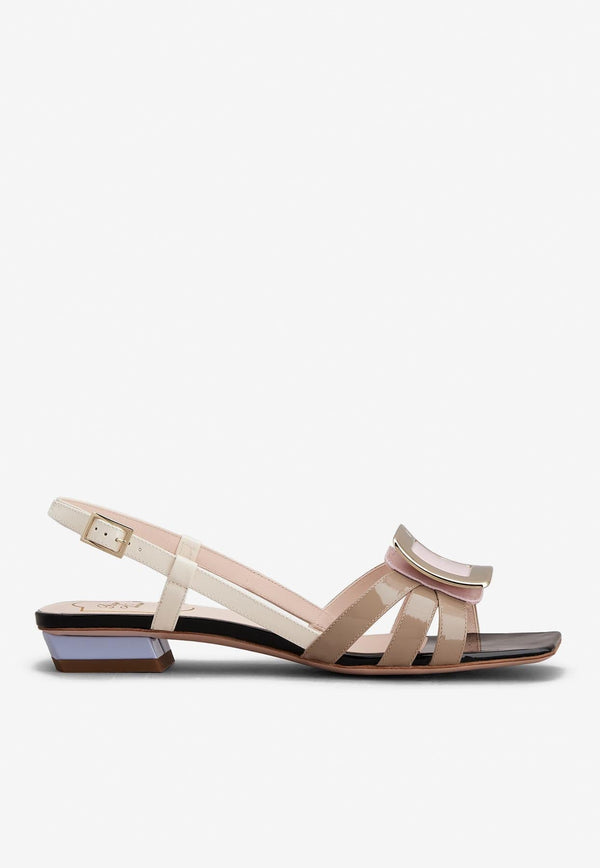 Belle Vivier Metal Buckle Sandals in Patent Leather