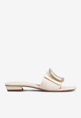 Belle Vivier Metal Buckle Mules in Patent Leather