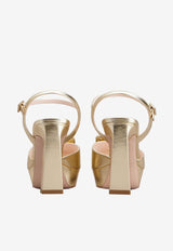 100 Platform Sandals in Metallic Nappa Leather