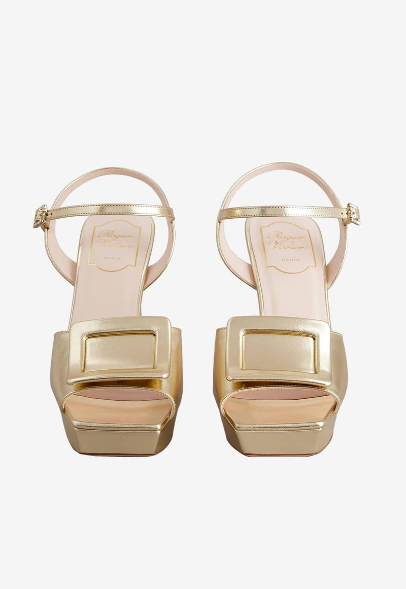 100 Platform Sandals in Metallic Nappa Leather