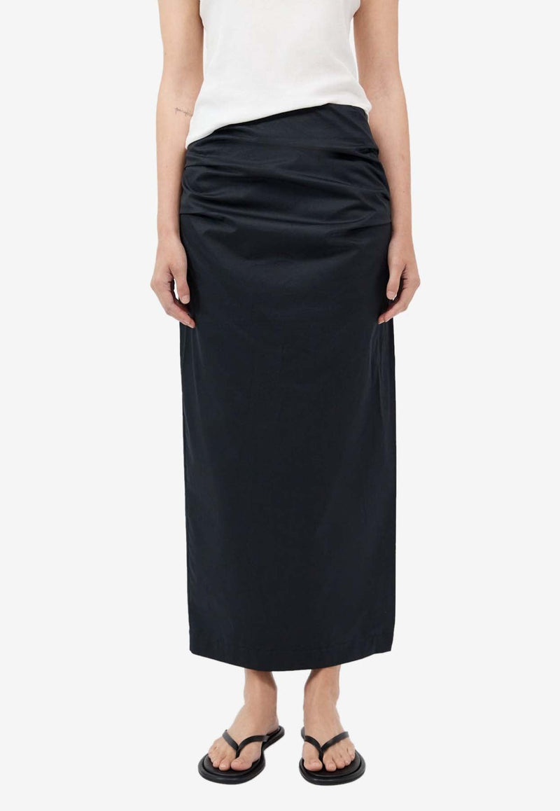 Low-Rise Tuck Midi Skirt