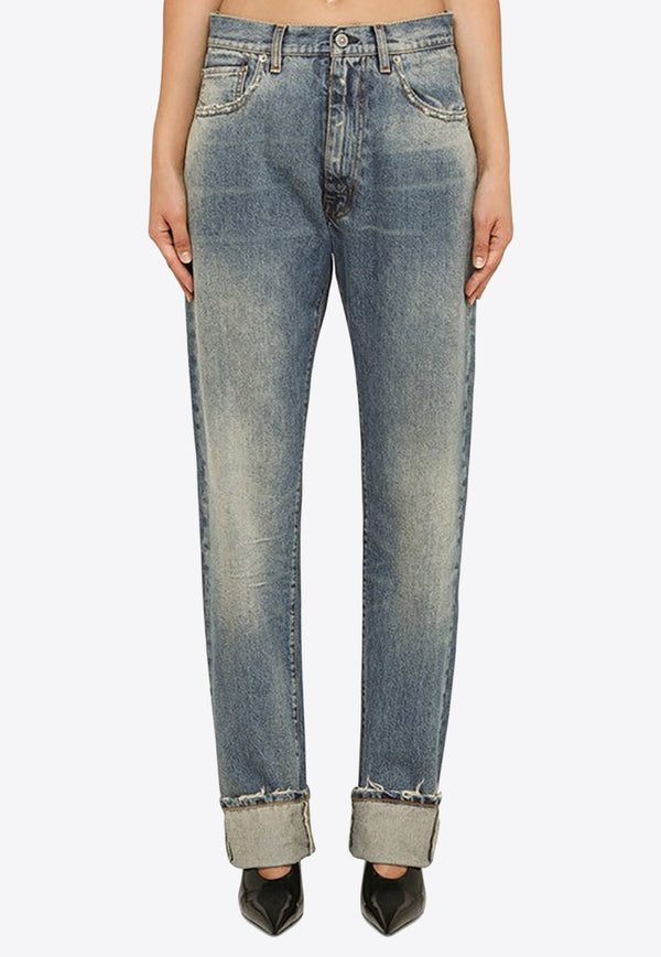 Straight-Leg Distressed Jeans