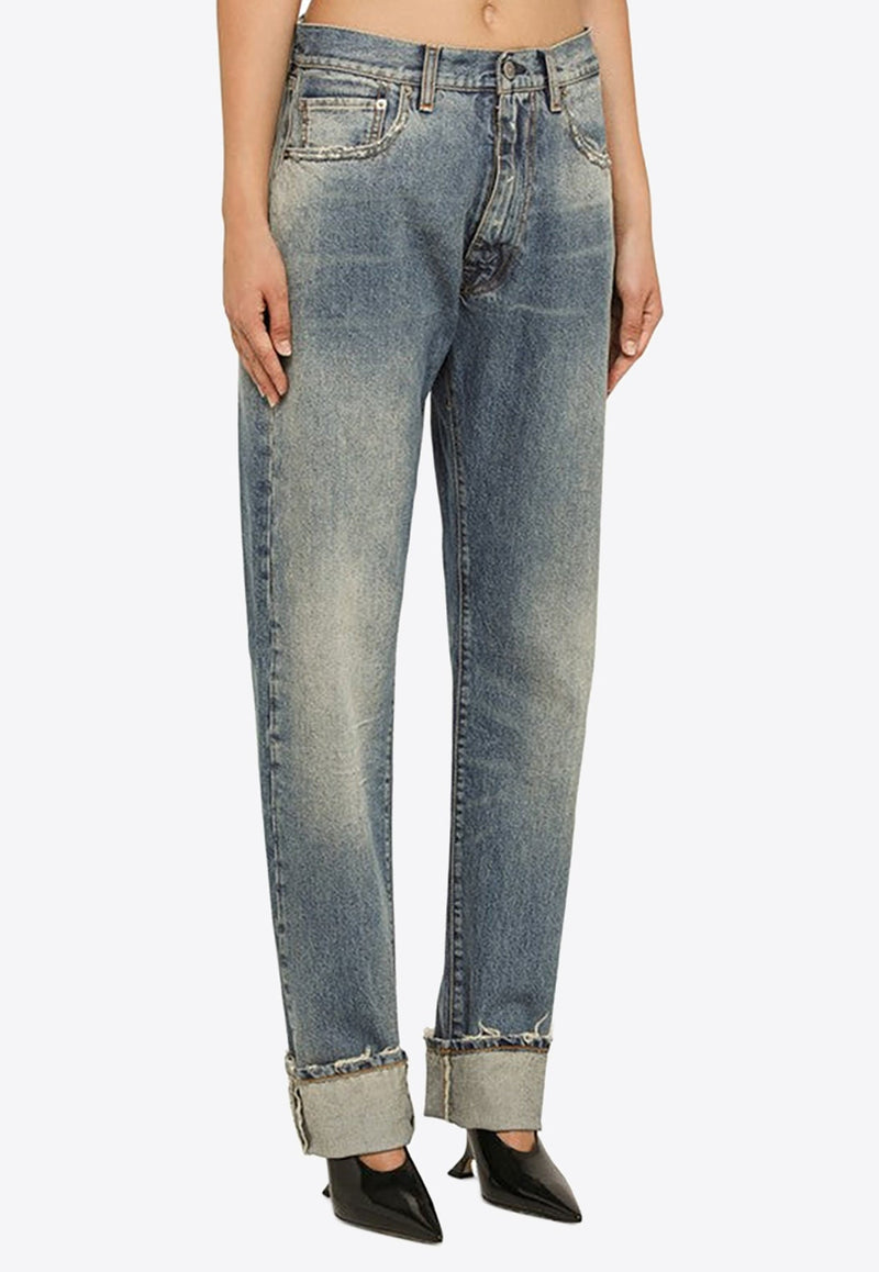 Straight-Leg Distressed Jeans
