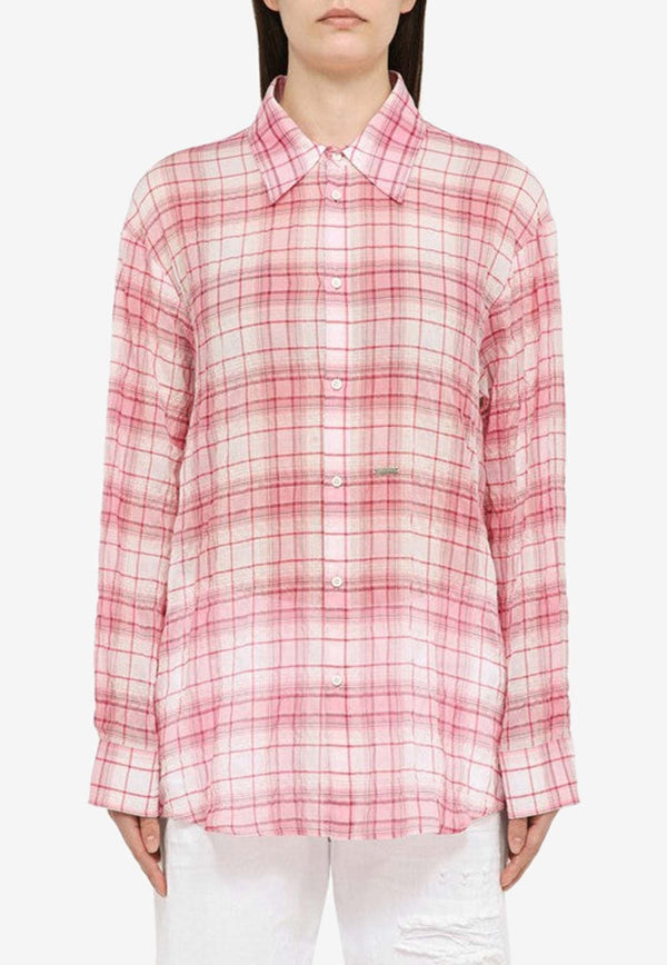 Wrinkled-Effect Checked Shirt