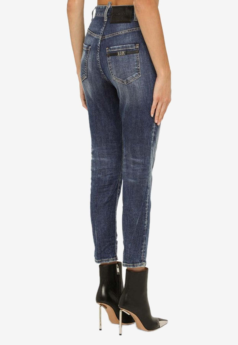 High-Waisted Distressed Skinny Jeans