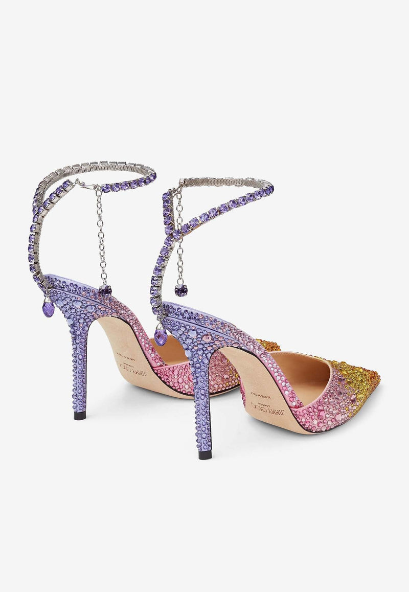 Saeda 100 Crystal-Embellished Satin Pumps