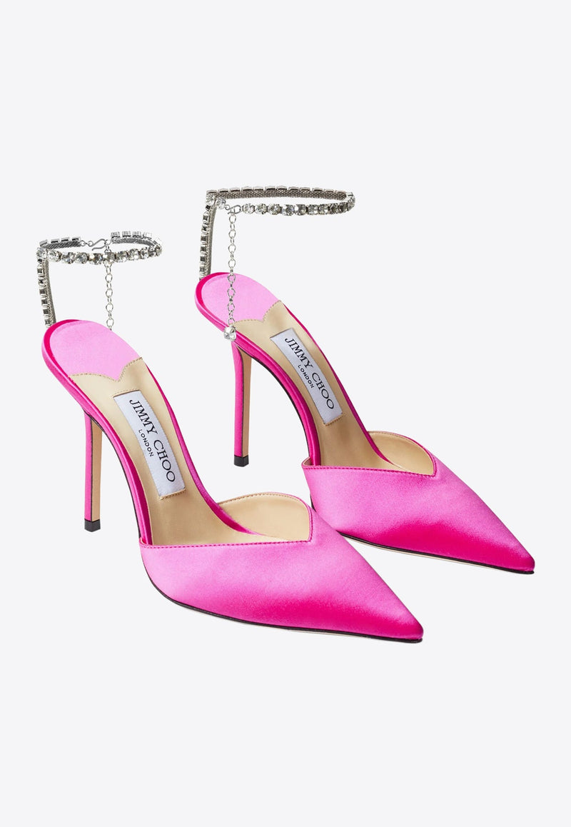 Saeda 100 Crystal-Embellished Satin Pumps