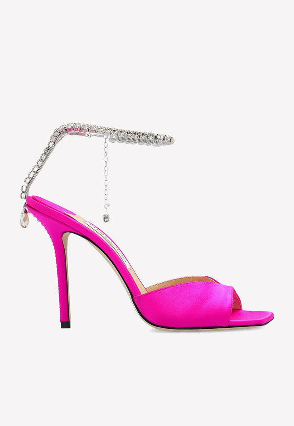 Saeda 100 Satin Sandals with Crystal Chain