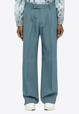 Straight-Leg Pleated Tailored Pants