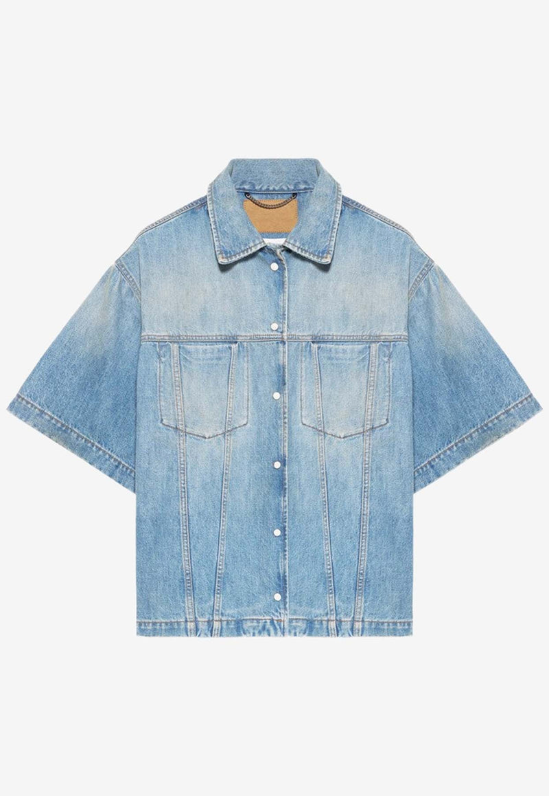 Boxy Short-Sleeved Denim Shirt