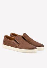 Slip-On Sneakers in Woven Leather