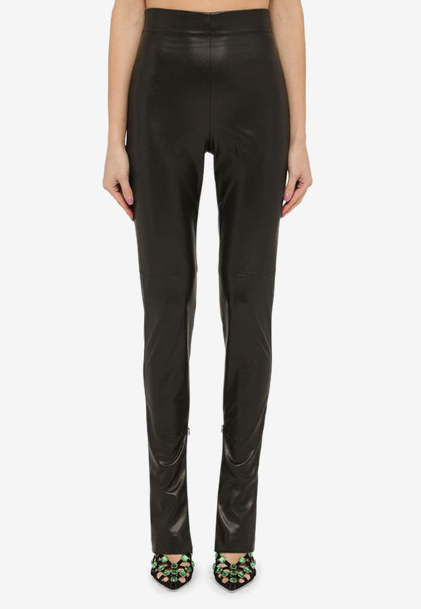 Faux Leather Slim-Leg Pants