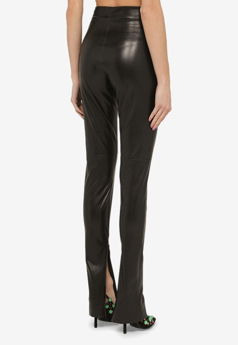 Faux Leather Slim-Leg Pants