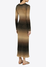 V-neck Gradient Knit Midi Dress