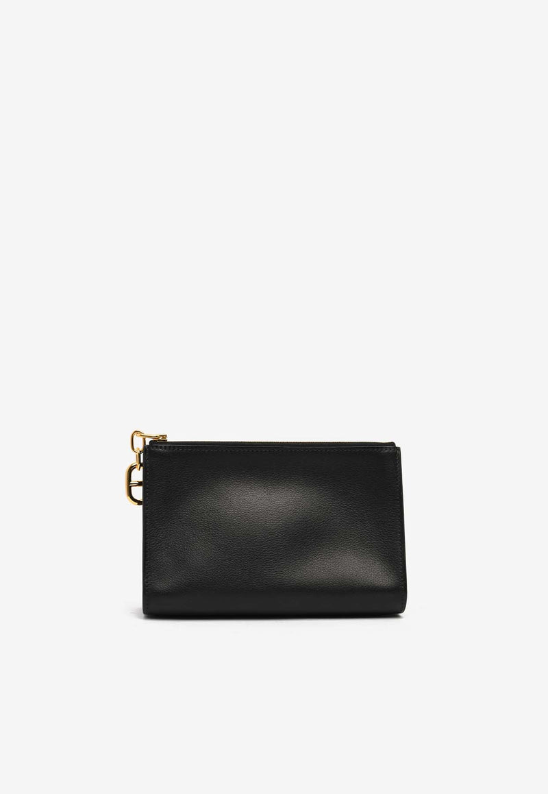 Zipengo PM Chaine d'Ancre Pouch in Noir Leather with Gold Hardware